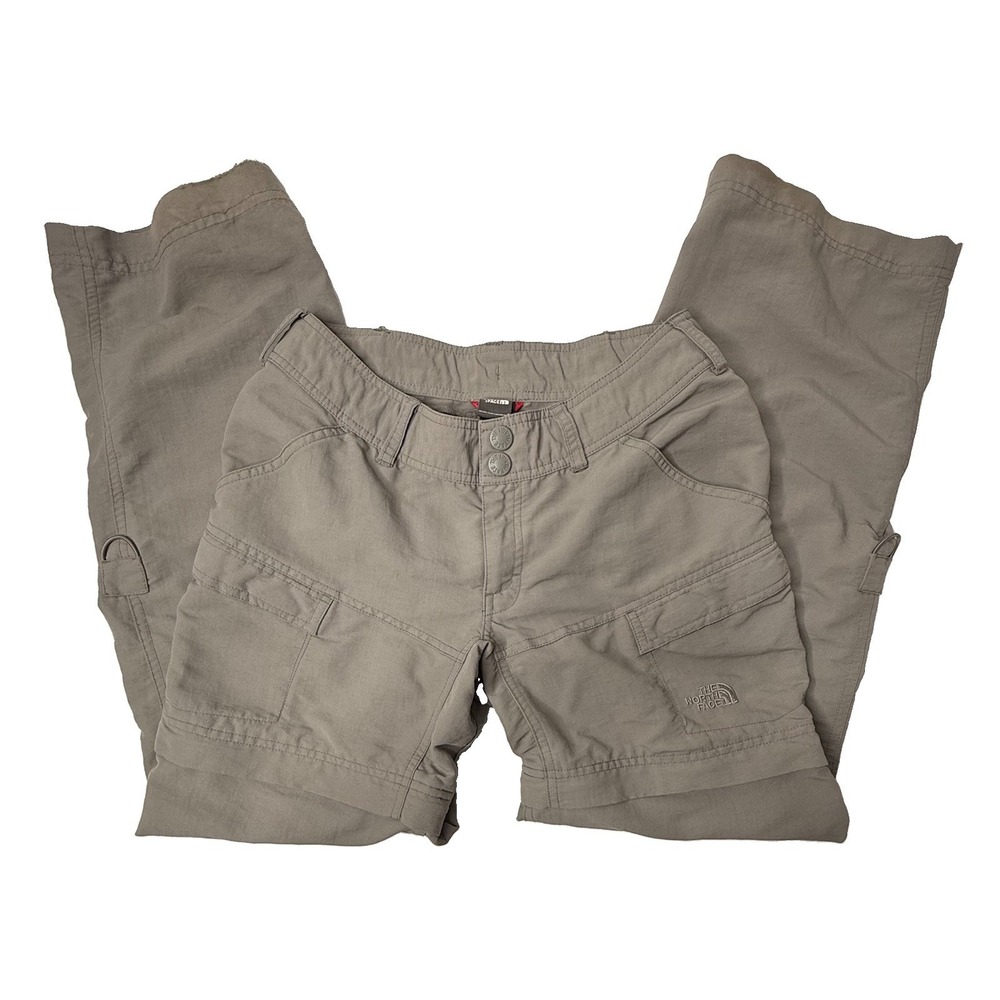 North Face Convertible Cargo Hiking Pants Gray Women Size 2 Camping Outdoor